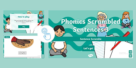 Set 2 Phonics Scrambled Sentences to support the teaching of Phonics Plus 2