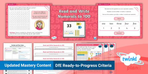 Read and Write Numbers within 100 Place Value Maths Challenge Sticky Labels