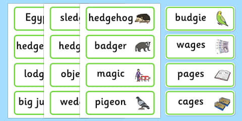 Final 'J' Sound Word Cards