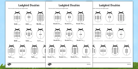 Doubles to 20 Ladybird Worksheet