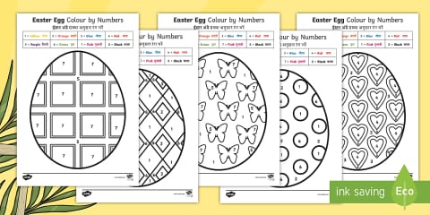 Easter Egg Division Colour by Number English/Italian