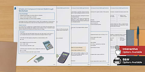 Calculating Simple Interest Activity Sheet