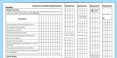 Literacy Reading CfE Second Level Assessment Pack