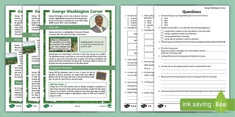 KS1 George Washington Carver Reading Comprehension Activity