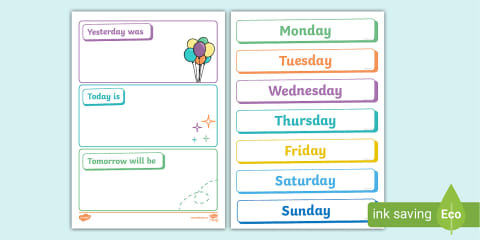 Yesterday, Today and Tomorrow Activity Sheet