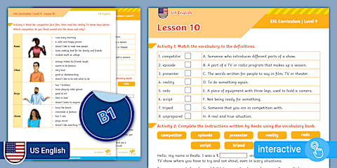 ESL Curriculum (US-English) Level 9 Lesson 10 Activity Sheet