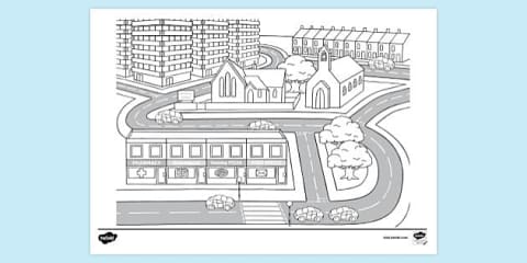 Town Map Colouring Sheet