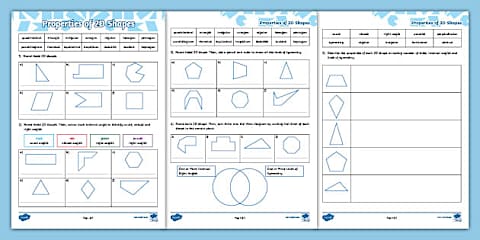 Year 5 Properties of 2D Shapes Activity Sheet