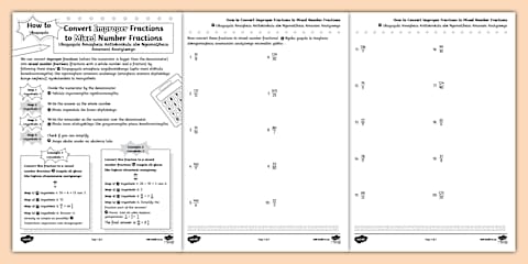 How to Convert Improper Fractions to Mixed Number Fractions: Activity ...