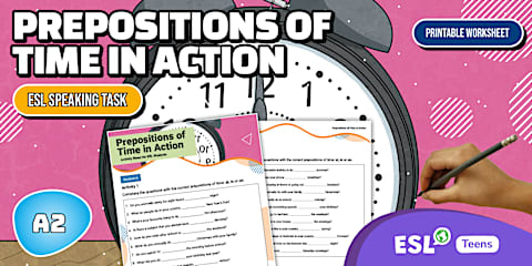 ESL Prepositions of Time PowerPoint [Teens A1-A2]