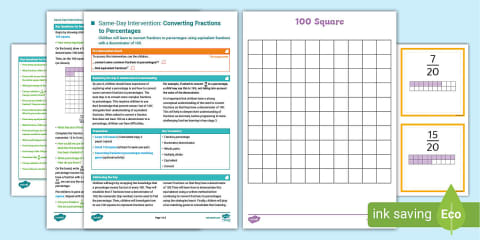 Year 6 Maths Same-Day Intervention Plan: Converting Decimals to Fractions
