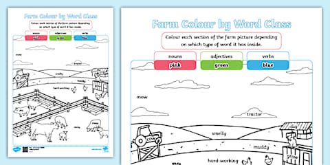 KS1 Summer Themed Colour by Word Class Worksheet