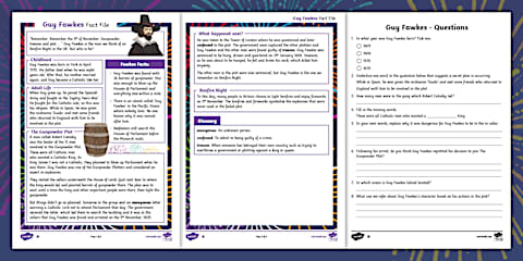 KS1 Guy Fawkes Reading Comprehension Activity