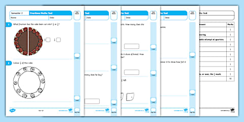 Year 2 Fractions Assessment Sheet
