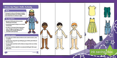Blank Paper Doll With Spring Clothes Cut and Paste Activity
