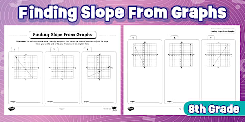 Eighth Grade Math Basic Skills Finding Slope From Tables Practice Worksheet