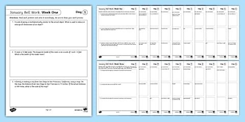 Seventh Grade Math August Bell Work Bundle