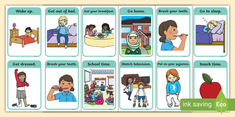 ESL Daily Routine Flashcards [Kids, A1]