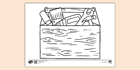 Printable Construction Tools Colouring Page