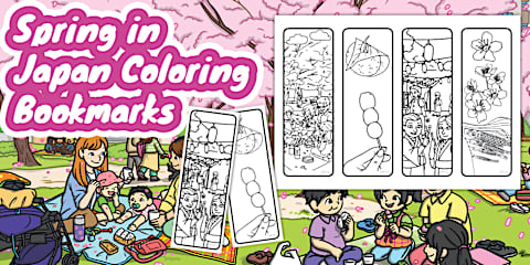 Animals From Japan Coloring Bookmarks
