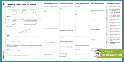 Geometric Measure Topic Test Key Stage 3 Geometry and Measure Test Bites