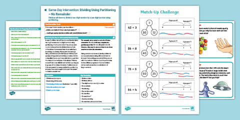 Year 3 Maths Same-Day Intervention Plan: Using Partitioning to Solve ...