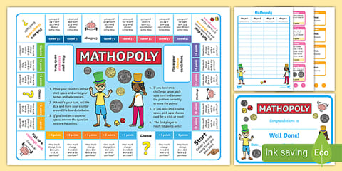 Change from $20 Mathopoly Board Game