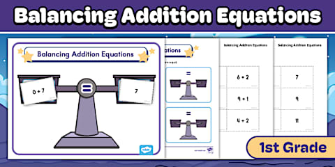 First Grade True or False Balancing Subtraction Equations Activity