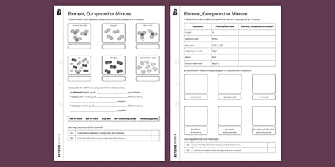 Element Compound And Mixtures Match And Draw Teacher Made