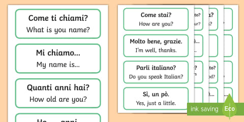 Greetings Flashcards English/Italian