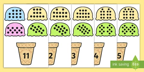 Ice Cream Cone Number and Word Matching Activity