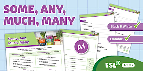 ESL Quantifiers: Much or Many Worksheet [Kids, A2]