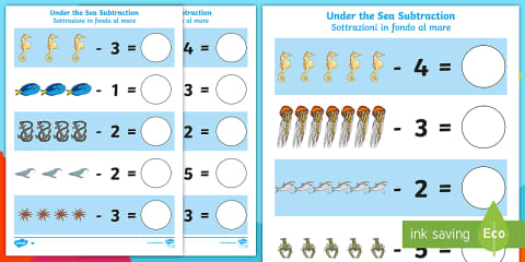 Under the Sea Subtraction within 20 (Ages 5 - 6)