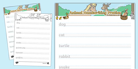 All 26 Letters - Animals Handwriting Practice Worksheet