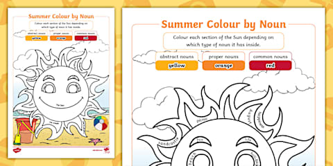 KS1 Autumn Themed Colour By Noun Worksheet