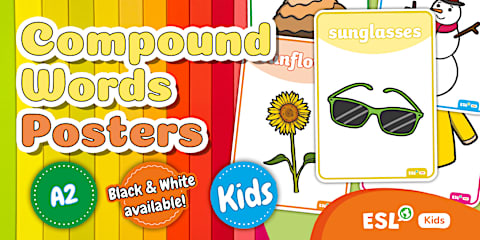 ESL Compound Words Flashcards [Kids, A2]