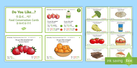 Food Word and Picture Cards English/Mandarin Chinese/Pinyin