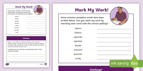 Year 3 and 4 Statutory Spellings Dictionary Worksheet