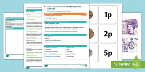 Year 1 Maths Same-Day Intervention Plan: Recognising Coins