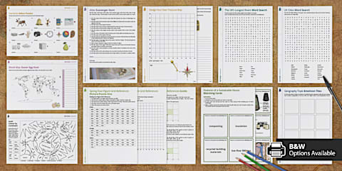 Form Time Puzzles KS3 Spring Four-Figure Grid References Picture Puzzles