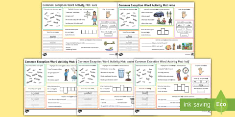 Year 2 Common Exception Word Activity Mat Pack 8