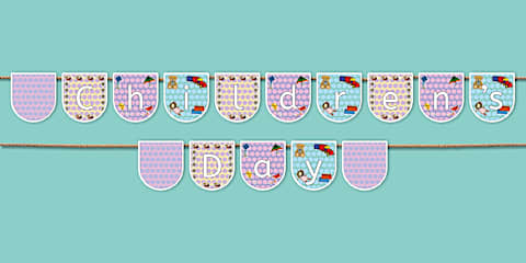 Muted Rainbow Themed Children's Day Display Banner