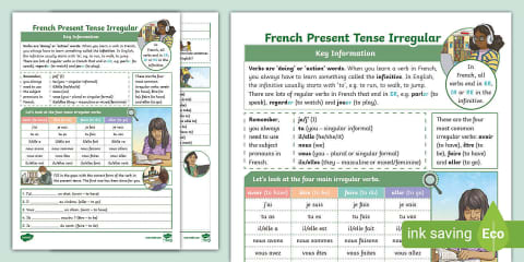 French Grammar: Present Tense Regular -ER Verbs Worksheet