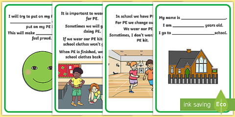 Changing Clothes for PE Social Situation Posters