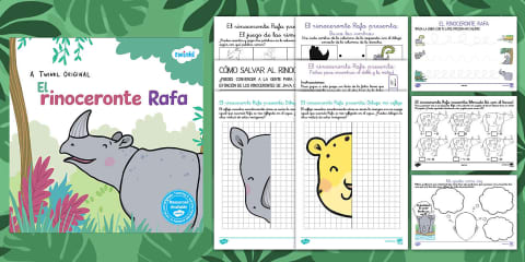 Hojas para colorear: El rinoceronte Rafa - Guía de trabajo
