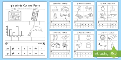 High-Frequency Words Cut and Paste Worksheets Common Consonant Digraphs