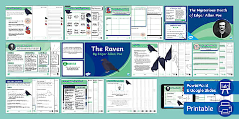 'The Raven' by Edgar Allan Poe Poem Sheets