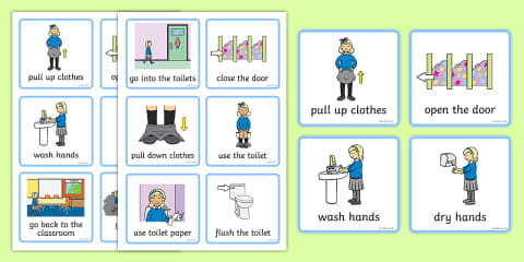 여자 아이 화장실 사용법 순서 맞추기 카드 Girls' Using the Bathroom Sequencing Cards