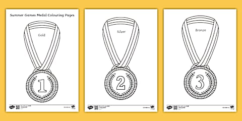 Summer Games Picture and Word Colouring Sheets