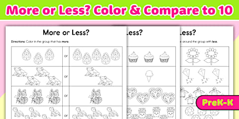 Kindergarten Most and Least Worksheet for PreK-K